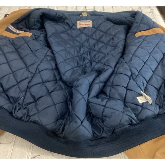 Burnham Jacket Men's Size L Color Brown Canvas Bomber Style Quilted Lining - Picture 5 of 10